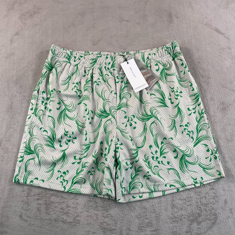 JOHN ELLIOTT Practice Mesh Shorts Men 2XL Silver‎ Kraze Lined Relaxed Fit NWT